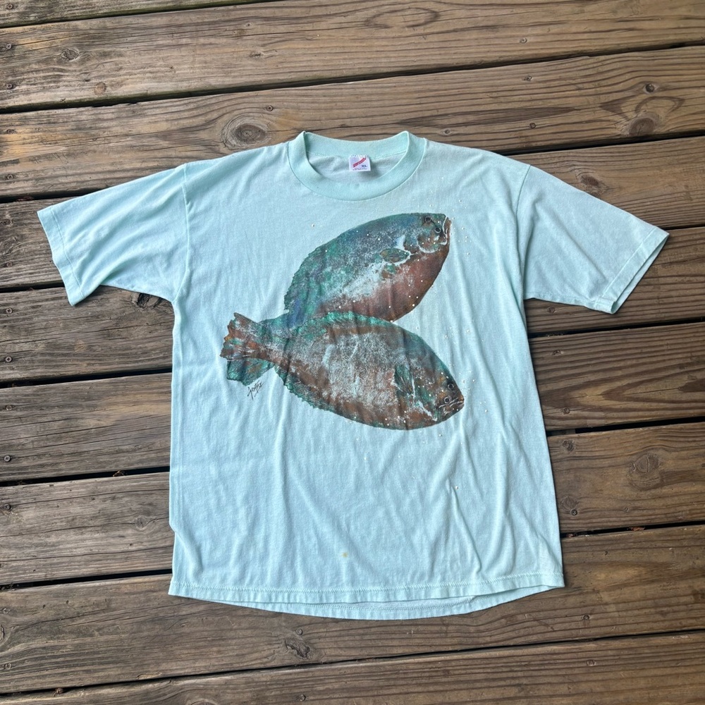 VTG ‘80s Painted Fish Flounders Single Stitch T-Shirt